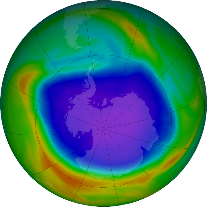 Antarctic ozone map for 18 October 2021